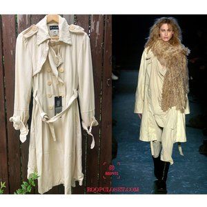 Ann demeulemeester silk trench coat beige runway collection fw rtw 2005